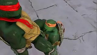 Tmnt Mikey sucks his Raph's obese cock no sound version